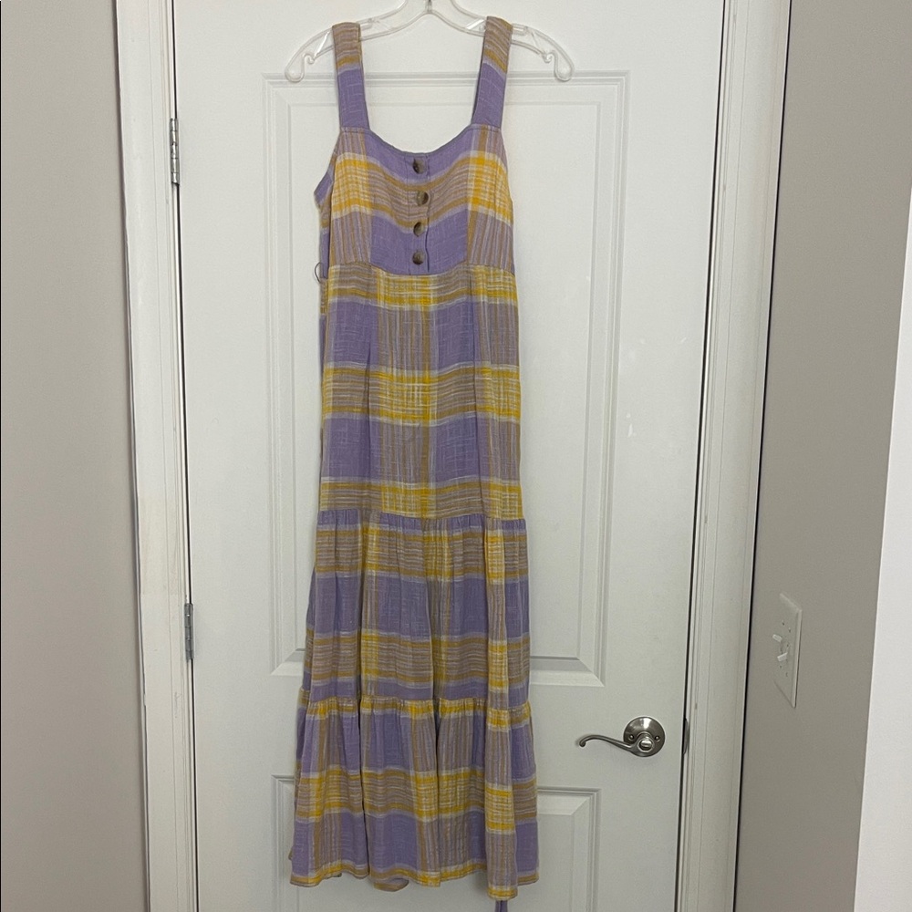 Urban Outfitters Plaid Cotton Cottage Core Dress Rough Spun Texture Piratecore